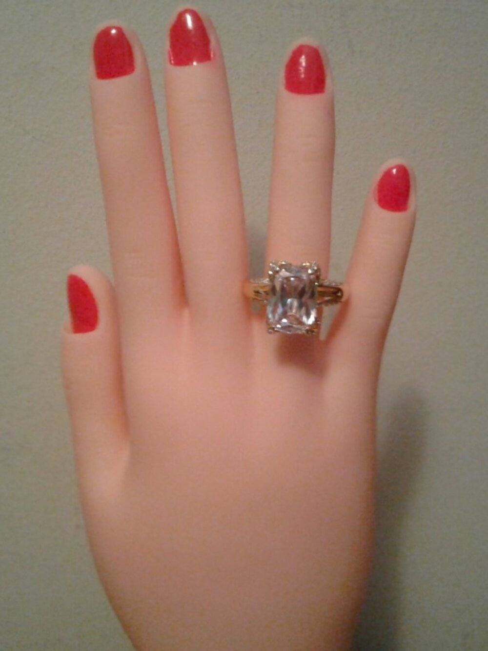BLN814 Bella Luce Cushion NWOT 18K YGP Cocktail/Statement Ring 10.94ctw. Size 10